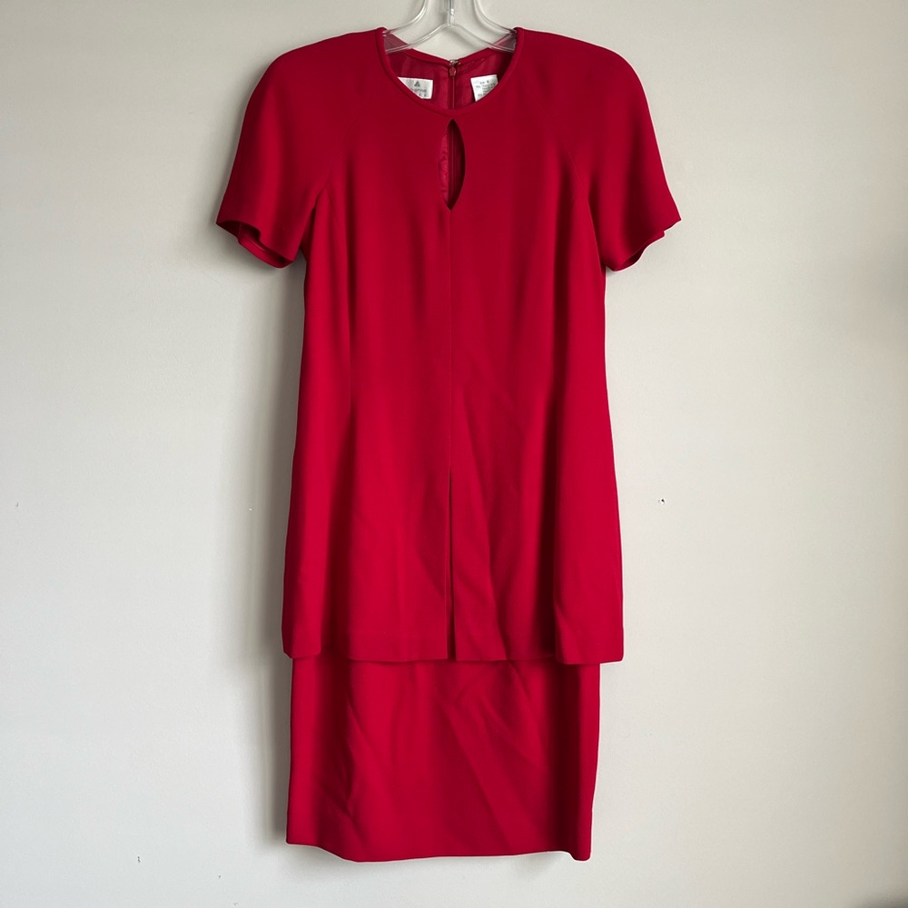 Red, One Piece Liz Claiborne Suit with built-in Slip